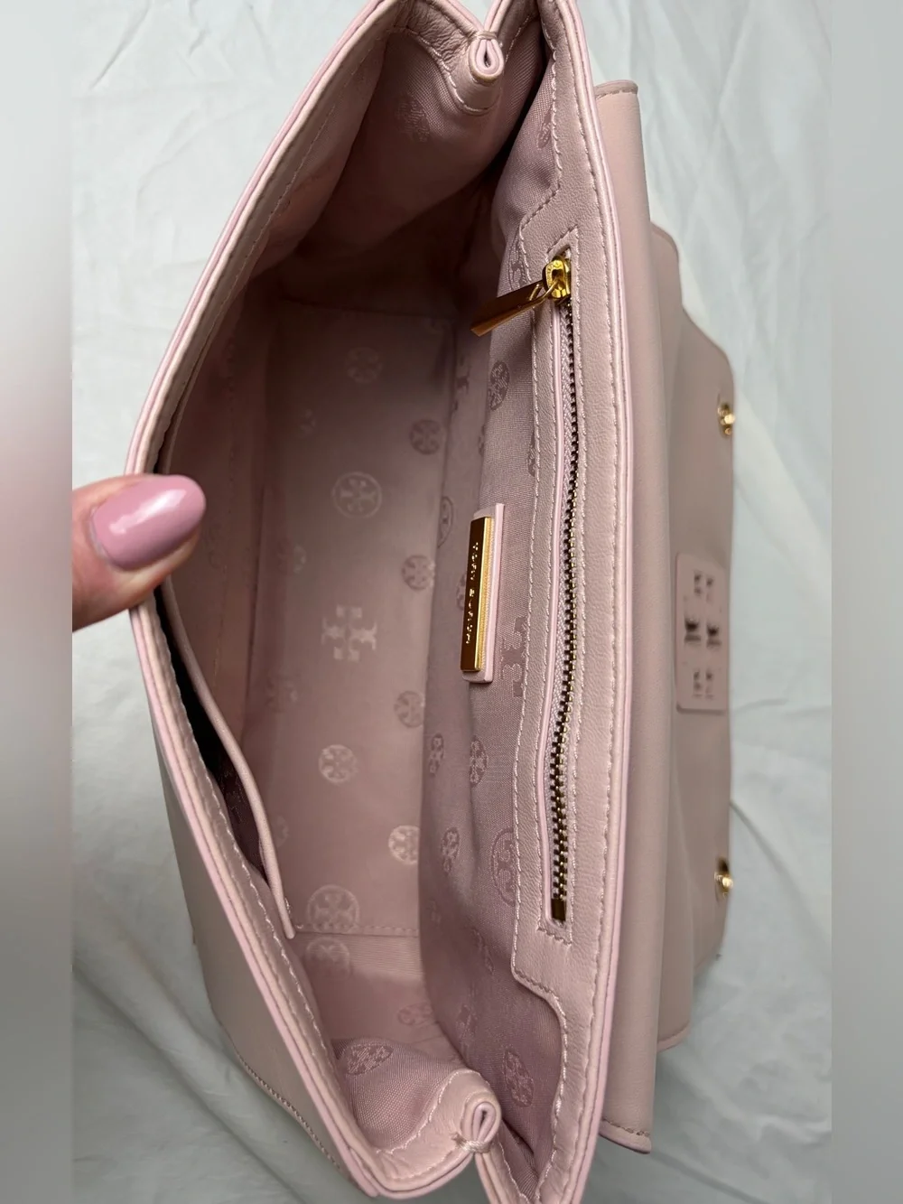 Tory Burch Britten Pink Leather Chain Shoulder Crossbody Bag - Picture 7 of 11